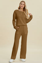 Load image into Gallery viewer, Cable-Knit Long Sleeve Top and Pants Set (multiple color options)
