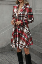 Load image into Gallery viewer, Plaid Tie Waist Long Sleeve Outerwear Dress
