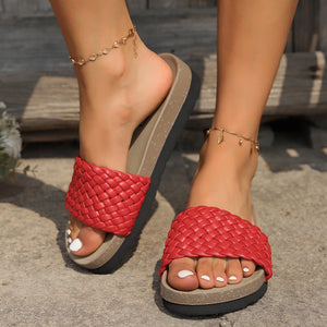 PU Leather Woven Platform Sandals  (multiple color options)