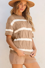 Load image into Gallery viewer, Striped Round Neck Short Sleeve Sweater
