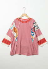 Load image into Gallery viewer, Striped Floral Patchwork Round Neck Top (multiple color options)
