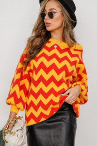 Chevron Lantern Sleeve Tunic Sweater (multiple color options)