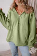 Load image into Gallery viewer, Pocketed Half Zip Dropped Shoulder Hoodie (multiple color options)
