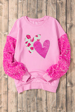 Load image into Gallery viewer, Valentine’s Day Sequin Heart Long Sleeve Sweatshirt
