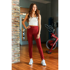 Red Full Length Leggings with Pockets  - Luxe Leggings by Julia Rose®