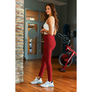 Red Full Length Leggings with Pockets  - Luxe Leggings by Julia Rose®