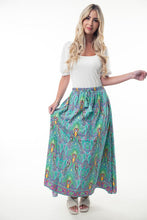 Load image into Gallery viewer, Printed Elastic Waist Band Long Skirt with Tassels in Mint Combo
