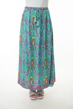 Load image into Gallery viewer, Printed Elastic Waist Band Long Skirt with Tassels in Mint Combo
