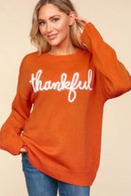 Load image into Gallery viewer, Thankful Metallic Glitter Embroidery Sweater
