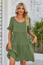 Load image into Gallery viewer, Mandy V-Neck Flounce Sleeve Tiered Dress (multiple color options)
