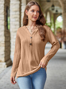 Notched Long Sleeve T-Shirt  (multiple color options)