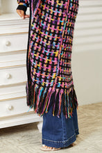 Load image into Gallery viewer, Whimsical Wanderlust Multicolored Open Front Fringe Hem Cardigan
