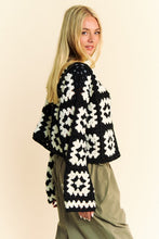 Load image into Gallery viewer, Two Tone Flower Square Crochet Open Front Cardigan
