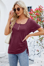 Load image into Gallery viewer, Ruched Square Neck Short Sleeve Top (multiple color options)

