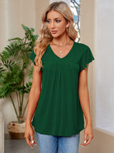 Load image into Gallery viewer, Ruched V-Neck Short Sleeve Top  (multiple color options)
