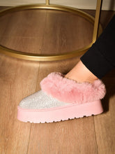 Load image into Gallery viewer, Embellished Faux Fur Platform Booties in Pink
