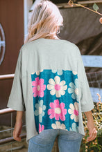 Load image into Gallery viewer, Slit Floral V-Neck Three-Quarter Sleeve Top (2 color options)
