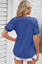 Load image into Gallery viewer, Notched Ruched Short Sleeve Top (multiple color options)
