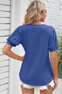 Notched Ruched Short Sleeve Top (multiple color options)