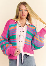 Load image into Gallery viewer, Contrast Striped Open Front Long Sleeve Cardigan
