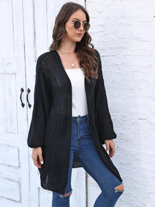 Cable-Knit Open Front Long Sleeve Cardigan (multiple color options)