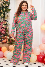 Load image into Gallery viewer, Printed Round Neck Long Sleeve Top and Pants Lounge Set
