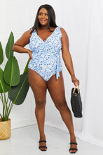 Load image into Gallery viewer, Float On Ruffle Faux Wrap One-Piece in Blossom Blue
