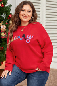 MERRY Round Neck Long Sleeve Sweater