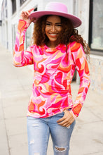 Load image into Gallery viewer, Find Love Red/Pink Fitted Floral Print Buttery Soft Knit Top
