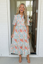 Load image into Gallery viewer, Lunch at the Museum Floral Midi Dress in Sky Blue
