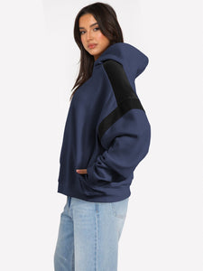 Contrast Dropped Shoulder Long Sleeve Hoodie (multiple color options)