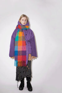 Thermal Fringe Contrast Plaid Scarf (multiple color options)