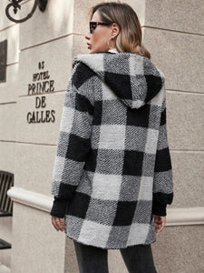 Plaid Long Sleeve Hooded Coat (multiple color options)