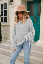 Load image into Gallery viewer, Ribbed Round Neck Fringe Detail Sweater (multiple color options)
