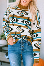 Load image into Gallery viewer, Geometric Round Neck Long Sleeve Sweater
