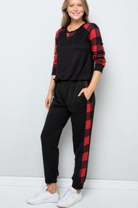 Plaid Side Print Lounge Sweatpants