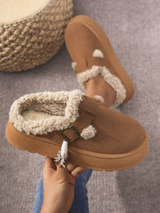 Thermal Fuzzy Buckle Platform Slippers (multiple color options)