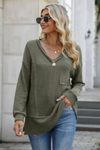 Load image into Gallery viewer, Exposed Seam V-Neck Long Sleeve Top (multiple color options)
