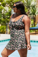 Load image into Gallery viewer, Marina West Swim Clear Waters Swim Dress in Black Roses
