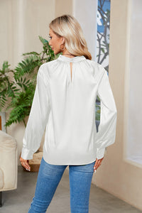 Cutout Mock Neck Long Sleeve Top (multiple color options)