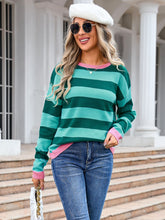 Load image into Gallery viewer, Striped Round Neck Dropped Shoulder Sweater (multiple color options)
