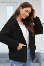 Load image into Gallery viewer, Zip Up Long Sleeve Fuzzy Hooded Outerwear (multiple color options)
