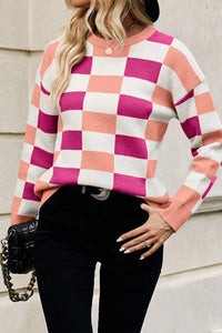 Color Block Round Neck Sweater