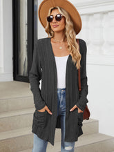 Load image into Gallery viewer, Pocketed Open Front Long Sleeve Cardigan (multiple color options)
