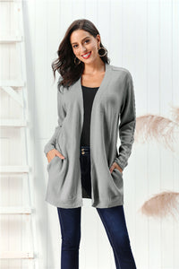 Cable-Knit Open Front Long Sleeve Cardigan (multiple color options)