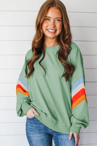 Contrast Round Neck Long Sleeve Sweatshirt (2 color options)