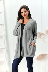 Cable-Knit Open Front Long Sleeve Cardigan (multiple color options)