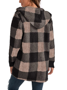 Plaid Long Sleeve Hooded Coat (multiple color options)