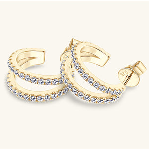 Moissanite 925 Sterling Silver C-Hoop Earrings (silver or gold)