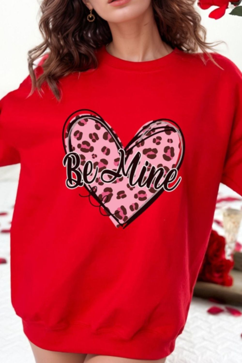 Valentine's Day BE MINE Heart Long Sleeve Graphic Sweatshirt